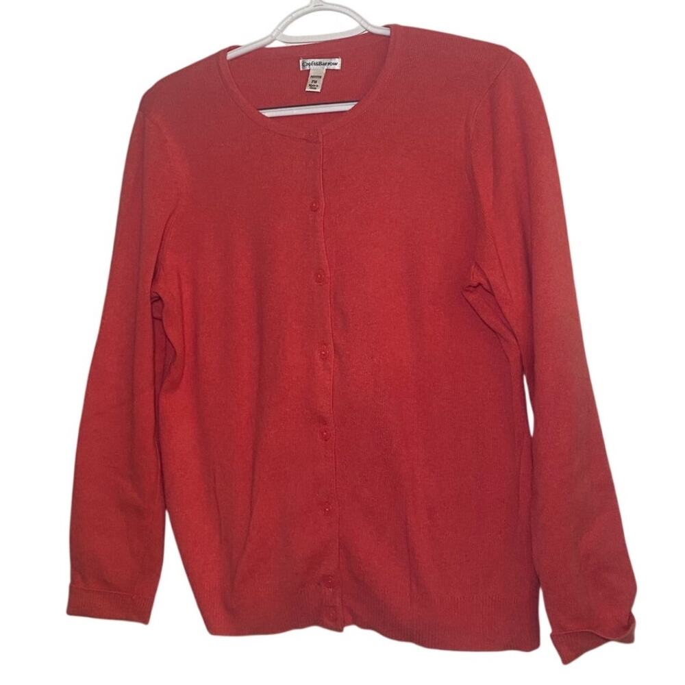 GG152 Croft and Barrow Size PM Coral Cardigan. PTP 19” Long 23”